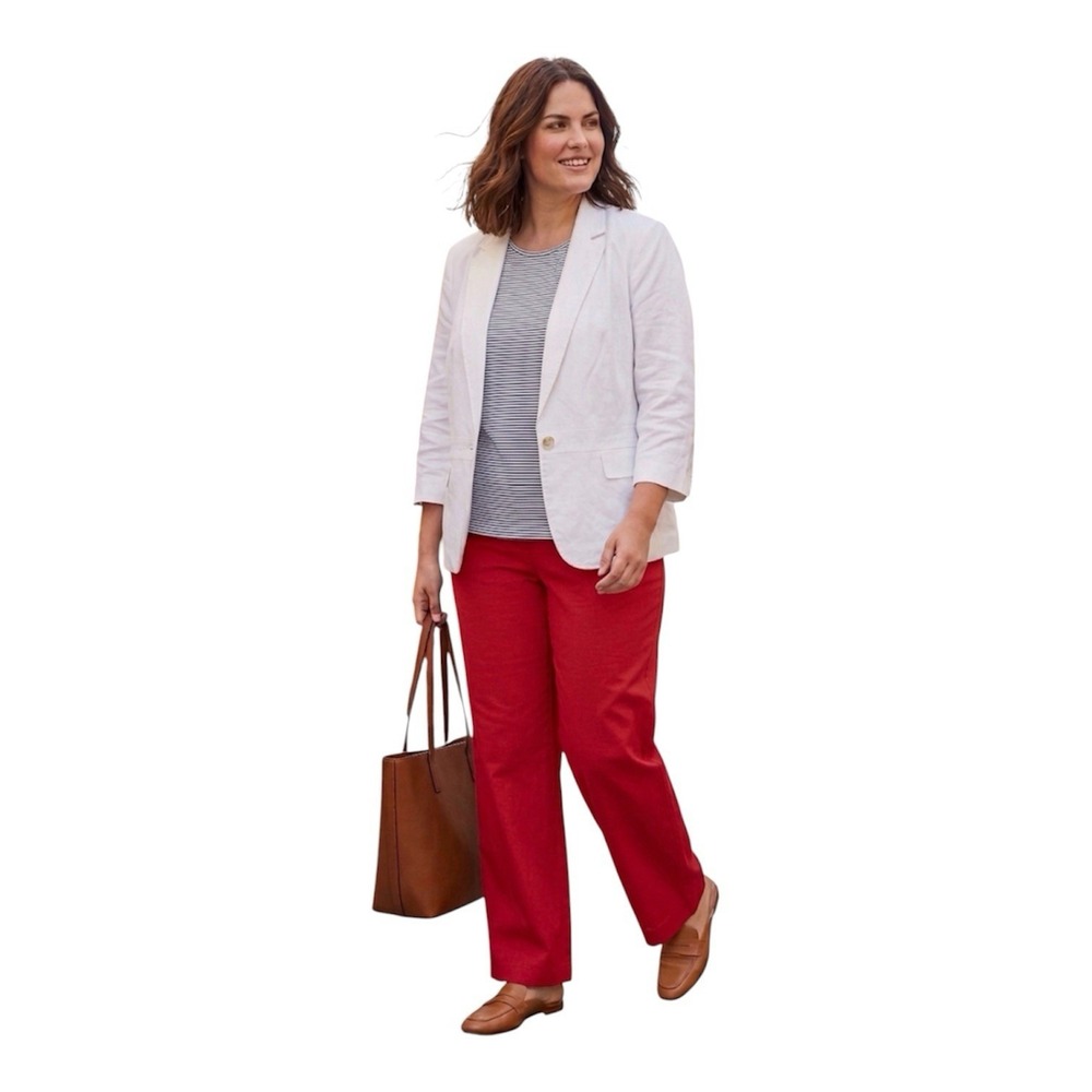 Talbots blazer three-quarter sleeves single-button closure Linen Size 20